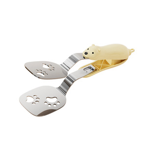 2026 Wholesale Creative <b>Cute</b> Polar <b>Bear</b> Handle Food Tongs Stainless Steel Cat Paw Spatula Tong Multi Functional Kitchen Serving - Product Image 1