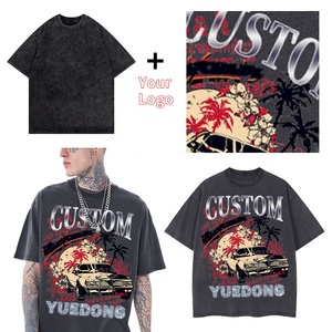Luxe imprimé hommes haute qualité graphique noir surdimensionné lourd Vintage pierre lavé Logo T-Shirts personnalisé lavage à l'acide t-shirt - Product Image 3
