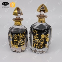 Bouteille carafe de luxe en verre doré, 150ML, 250ML, pour parfum dubaï, 1 pièce