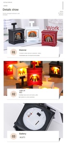Cheminée miniature pour maison de poupée, modèle de poêle lumineux, meubles de maison, décor de scène de cuisine et de salon, jouet - Product Image 5