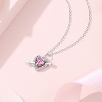 Colliers en forme de cœur Dan Jewelry, collier avec pendentif en argent sterling 925, avec flèche en zircone cubique rose 5A