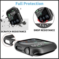 Pelindung kaca Tempered 3D 360 derajat, PC keras dengan layar bawaan untuk Apple Watch 44mm tahan air dan fungsi antigores