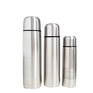 Logotipo personalizado Impresión Forma de cabeza de bala Termo de vacío de doble pared Botella de agua Vaso aislado Frasco con tapa tipo prensa - Product Image 1