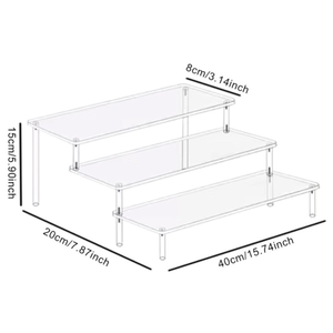 Étagère à plusieurs niveaux en acrylique poli à 3 niveaux, <span class=keywords><strong>présentoir</strong></span> de bureau transparent en forme de trapèze, support vertical pour tube, nourriture, <span class=keywords><strong>gâteau</strong></span>, dessert - Product Image 3