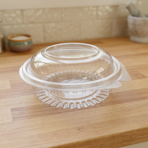 Crystal-clear <b>PET</b> with tamper-evident hinge lock Round Hinge Box 24 OZ Dome Lid, 750 ML / 25 OZ Capacity, Round Hinge Range - - Product Image 2