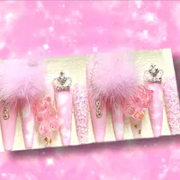 Prezzo all'ingrosso Long Ballerina Coffin Shining Stars Diamond Nails Art Press On Nails Custom Artificial personalizza le unghie