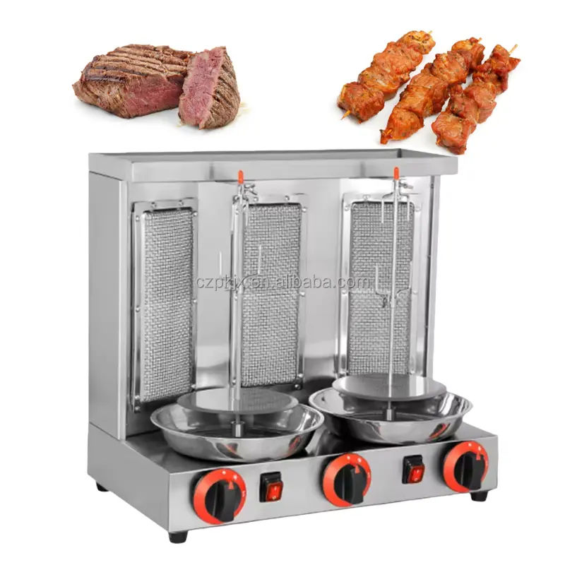 2 burner gas chicken grill machine shawarma maker machine meat doner equipment for sale