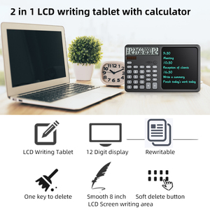 पोर्टेबल एलसीडी लेखन कैलकुलेटर 12 अंकों के डिजिटल लिखावट पैड छात्र स्कूल कार्यालय गणित वित्त सीखने इलेक्ट्रॉनिक उपकरण - Product Image 4