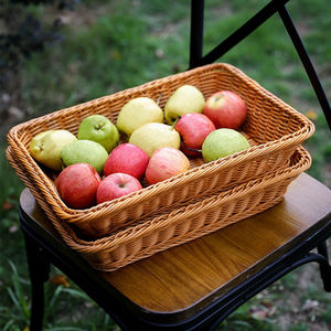 Panier à fruits imitation rotin, panier de rangement pour collations en plastique tissé à la main pour supermarché, panier à fruits et légumes, panier à pain - Product Image 3