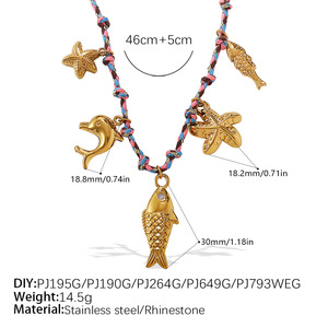 color <b>rope</b> diy stainless steel pendant necklace for women creative personalized animal starfish flower jewelry necklace - Product Image 6
