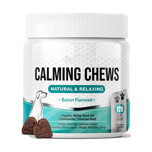 Masticables calmantes para mascotas para perros y gatos, tratamiento para aliviar el estrés y la ansiedad, comportamiento equilibrado, aceite de cáñamo, multivitaminas, suplemento alimenticio para perros - Product Image 2