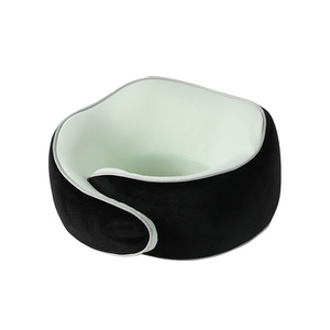 Oreiller de voyage pliable en mousse à mémoire de forme en forme de U, pour avion, bureau, sieste, gris, bleu, vert, rose, couleur unie - Product Image 2