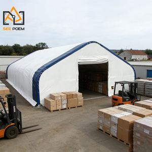 Tente de stockage grand format en PVC imperméable 18x30m, facile à assembler, la plus vendue, avec double treillis en acier et auvent métallique - Product Image 1