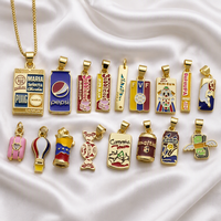Pendentifs en émail plaqué or 18 carats HD848, motifs bonbons, soda, bière, ballon à air chaud, ailes et billets, pour la création de bijoux et colliers DIY