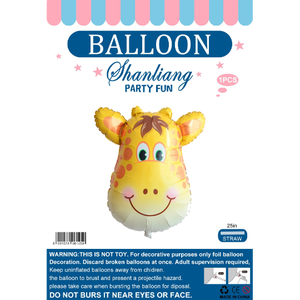 Palloncino in lamina a forma di giraffa Shanliang, giallo, decorazione usa e getta per feste di compleanno per bambini - Product Image 1