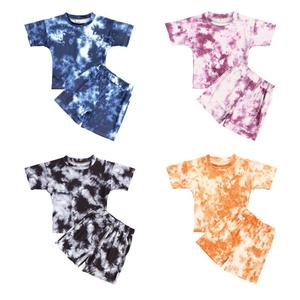 Conjunto de Ropa de Verano para Niñas Pequeñas, Conjunto de Ropa Informal para Bebés, Camiseta con Estampado Tie-Dye y Pantalones Cortos, Conjunto de 2 Piezas - Product Image 1