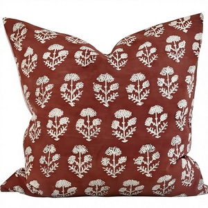 2025 nuevo diseño bloque impreso flor patrón algodón funda de cojín primavera y verano temporada bloque de mano estampado funda de almohada por ITHL - Product Image 1
