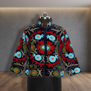 Chaqueta corta acolchada de terciopelo con bordado Suzani, la más vendida, para mujer, talla única, cálida, estilo bomber, para damas. - Product Image 4