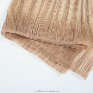Extensiones de Cabello Rubio Europeo de Alta Calidad, Doble Trama, Invisibles, con Cinta Adhesiva Larga de PU, Extensiones de Cabello Humano Virgen - Product Image 1