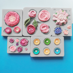 Fondant Silicone Cake <b>Molds</b> Rose Camellia Flower Shapes For DIY Cake <b>Candle</b> Decorations Light Gray Square <b>Mold</b> Set - Product Image 1