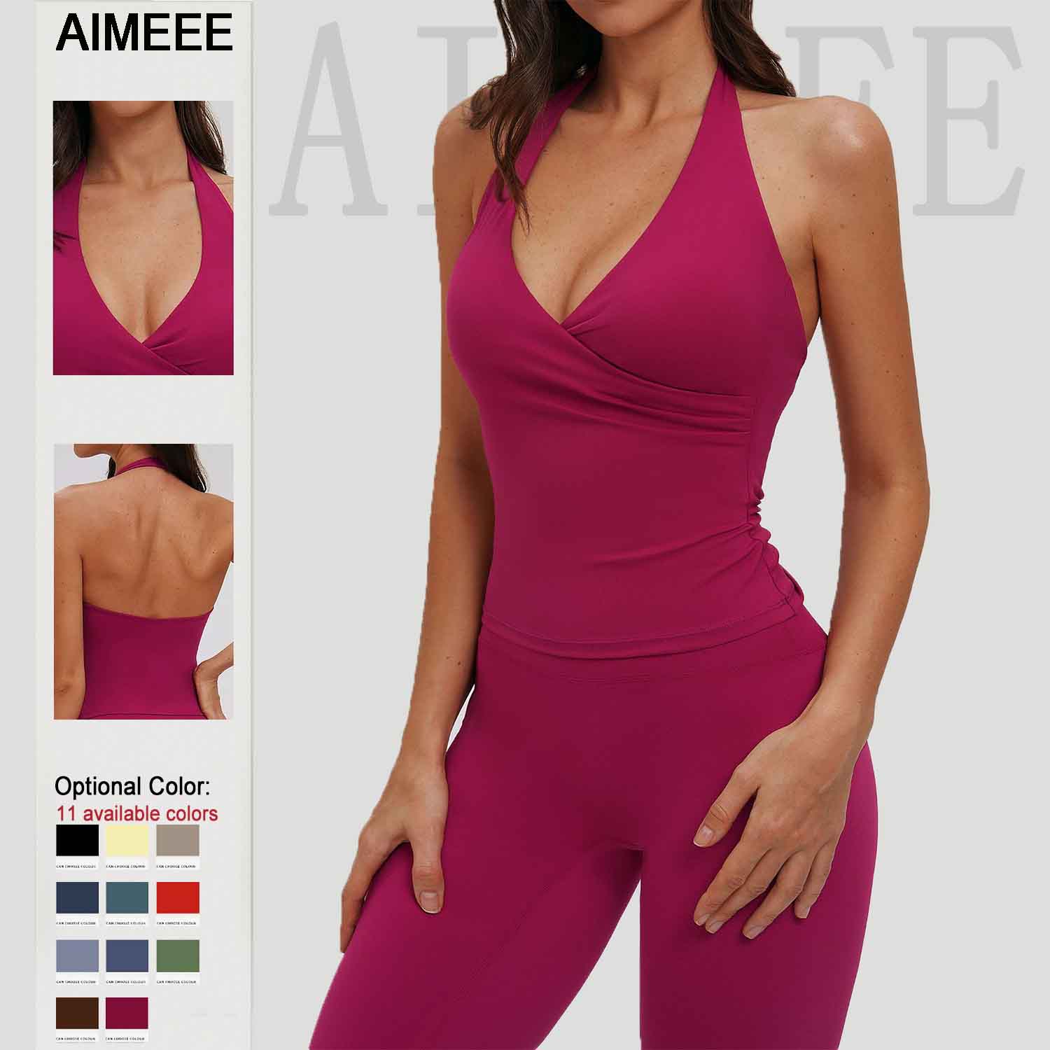 Sportswear Women V-neck Wrap Around Fuzzy Yoga Women Gym Tank Top