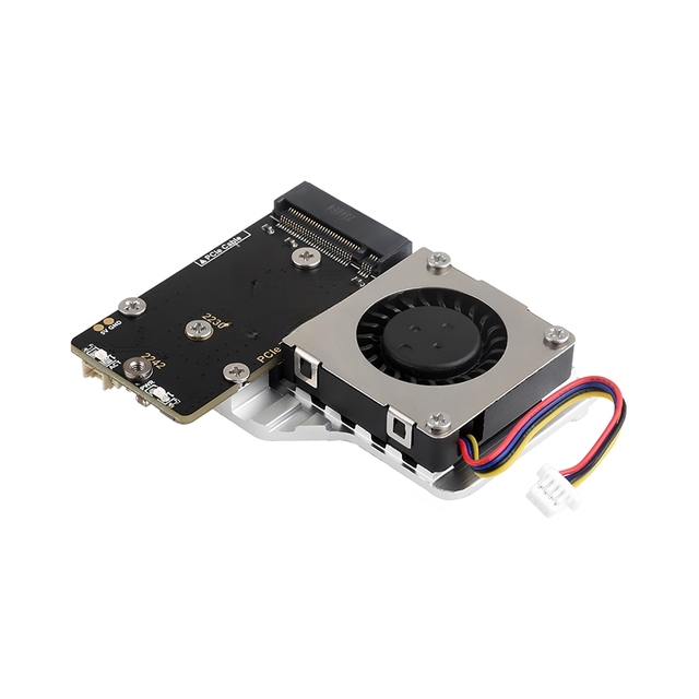 PCIe to M.2 Board (E) with Cooling Fan Adapter Board 8Gbps Compatible with NVME M.2 SSD Size 2230 2242 for Raspberry Pi 5