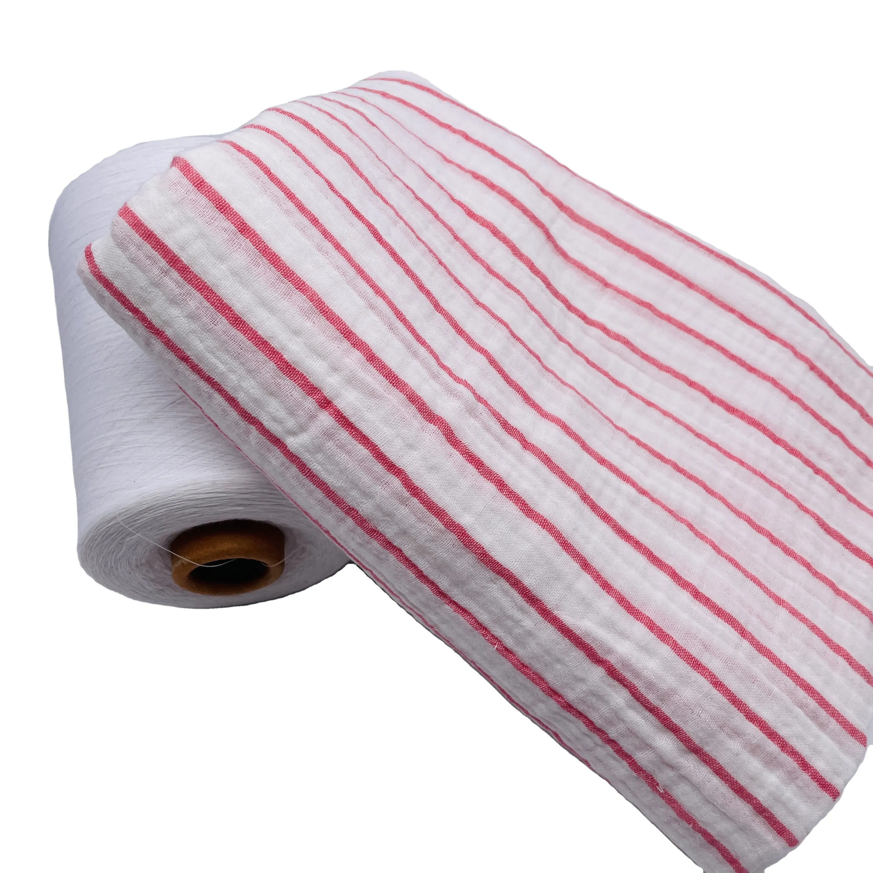 Novo design da moda, tecido de importação de crepe de dupla camada tingido com fio 100% algodão de boa qualidade da Nantong, tecidos personalizados da China