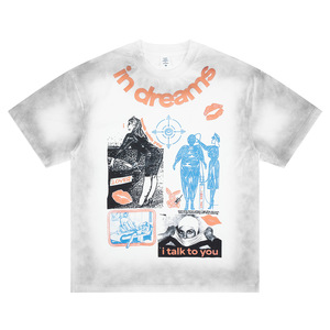 Camiseta de Algodón para Hombre, Corte Holgado, con Estampado de Letras, Cuello Redondo, Manga Corta, Estilo Tie Dye, para Primavera/Verano - Product Image 1