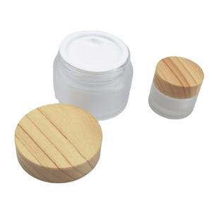 Frascos de Vidrio Esmerilado Transparente Personalizados para Crema Facial y Contorno de Ojos, con Tapa de Bambú, 5g 10g 15g 20g 30g 50g 100g - Product Image 1