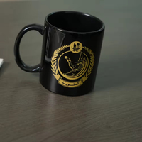 Tasses à cappuccino en céramique noire à transfert thermique, tasses à café personnalisables avec poignée