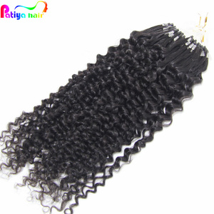 Boucle de boucle birmane Microlinks cheveux naturels noirs 100 grammes cheveux crus bouclés profonds perles de microlink Extensions de cheveux pour les femmes blanches - Product Image 1
