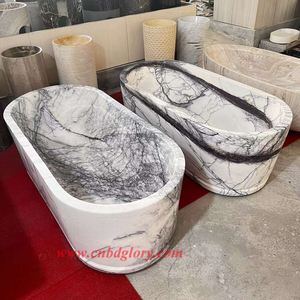 <span class=keywords><strong>Bañera</strong></span> Moderna Independiente de Superficie Sólida con Acabado de Mármol y Función de Masaje - Product Image 2