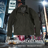 Veste en cuir véritable pour homme, style streetwear, nouvelle conception, épaisse, hiver, fermeture éclair, cuir de vache givré, noir, vente en gros personnalisée