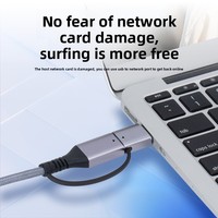Harga pabrik PVC Braid aluminium Alloy Driver gratis 2 in 1 Tipe C USB untuk RJ45 jaringan Gigabit kabel untuk Laptop Smart Phone