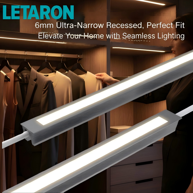 Modern Aluminum 6X10Mm Slot Size Direct Illumination 8W 12V 24V DC Linear Lamp for Wardrobe Cabinet Bookshelf Recessed LED