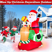 Vente en gros usine : Décoration gonflable lumineuse de Noël, Père Noël montant sur une escargotte avec sac cadeau, pour extérieur et fêtes