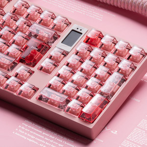 คีย์บอร์ดโปร่งใสสีชมพูเชอร์รี่โปรไฟล์ปุ่มพิมพ์ UV สำหรับเกม MX SWITCH 61/64/68/104คีย์บอร์ดเชิงกล - Product Image 1