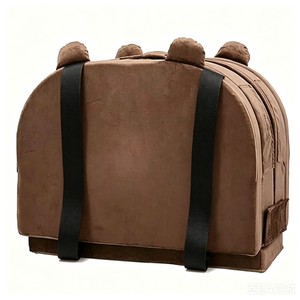 Sofá de suelo convertible 2 en 1 con forma de oso y cama de viaje para niños pequeños con correas para los hombros y funda de terciopelo extraíble y lavable - Product Image 2
