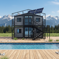 Villa de luxe préfabriquée étanche, maison conteneur extensible de 20 pieds, maison mobile préfabriquée portable avec 2 chambres