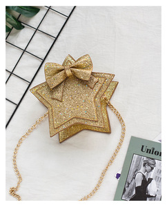 Fashion putri tas bahu payet bentuk bintang busur tas kurir dompet perempuan tas tangan anak-anak Mini lucu - Product Image 4
