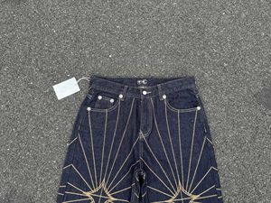 Jeans Vintage Neri da Uomo con Ricamo a Ragnatela, Design alla Moda, <span class=keywords><strong>Pantaloni</strong></span> Dritti Stile Thug Club a Gamba Larga - Product Image 5