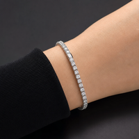 Gelang Tennis Berlian Buatan Laboratorium 3CT Empat Cakar Potongan Bulat 2mm Emas Padat 10K 14K 18K 6.5 Inci Perhiasan Mewah Grosir Kustom