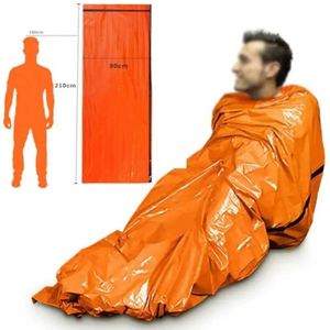 Kit de survie en plein air pour adultes, camping, sac de couchage d'urgence en feuille de Mylar thermique, style momie, enveloppe, hiver, 3 saisons - Product Image 2