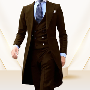 <span class=keywords><strong>Costume</strong></span> <span class=keywords><strong>Homme</strong></span> Rouge Chinois Longue Veste, Smoking Élégant sur Mesure 3 Pièces (Veste+Gilet+Pantalon) - Product Image 4