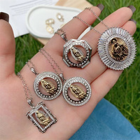 Collier pendentif en or plaqué 24 carats San Judas Santa Muerte, zirconium arc-en-ciel pavé, pendentif Vierge Marie, cadeaux catholiques en gros