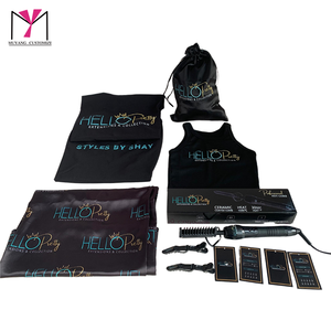 Juego de peines térmicos de color personalizado MUYANG, incluye herramientas térmicas, cortapelos, pinzas, bolsas de poliéster y etiquetas colgantes, bolsa de satén - Product Image 1