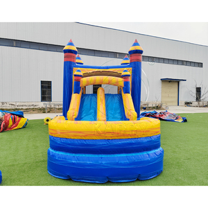 Château Gonflable Commercial Bleu et Jaune à Trois Voies avec <span class=keywords><strong>Piscine</strong></span> pour Fêtes Estivales et Locations - Product Image 4