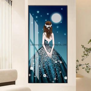 Art mural sur toile pour <span class=keywords><strong>chambre</strong></span> à coucher, robe décorative étoilée et scintillante, <span class=keywords><strong>peinture</strong></span> en porcelaine cristal pour dame à la mode moderne - Product Image 3
