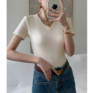T-shirt personalizzate con Logo personalizzato e Sexy T-shirt con scollo a V da <span class=keywords><strong>donna</strong></span> - Product Image 2