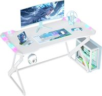 AJUNION Table de jeu lumineuse RVB à bas prix, bureau d'ordinateur, station de travail pour jeux vidéo, blanc